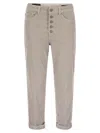 Dondup Koons - Multi-striped Velvet Trousers In Neutral