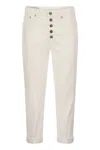Dondup Cropped Cotton-blend Denim Jeans With Button Detailing