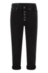 Dondup Koons Loose-fitting Velvet Trousers In Black