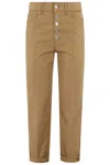 Dondup Hazelnut Denim Trousers With Jewel Button Closure In Biscotto