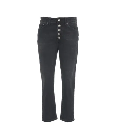 Dondup Koons Boyfriend Jeans With High Waist And Five-pocket Design In Black