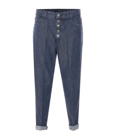 Dondup Koons Button Cotton Denim Jeans In Blue