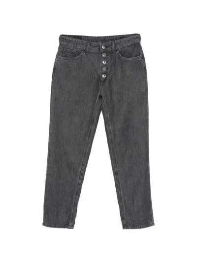 Dondup Koons Button Cotton Denim Jeans In Gray