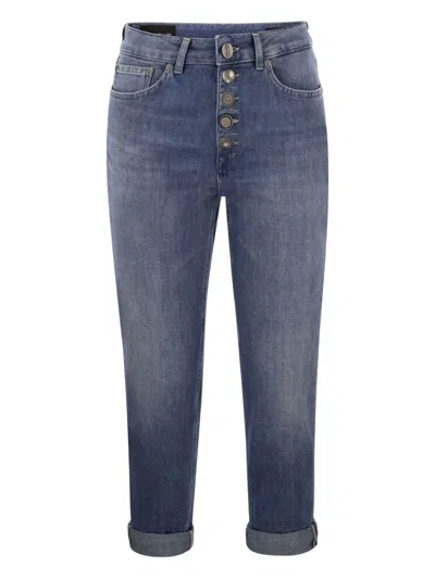 Dondup High-waisted Denim Trousers With Vintage Wash In Blue