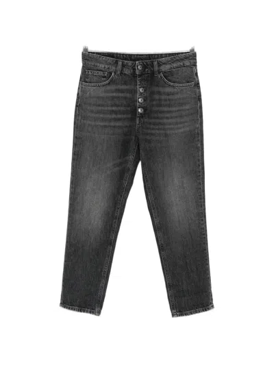 Dondup Koons Button-fly Cropped Jeans In Black