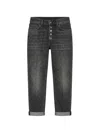Dondup Koons Button-fly Turned-up Jeans In Black