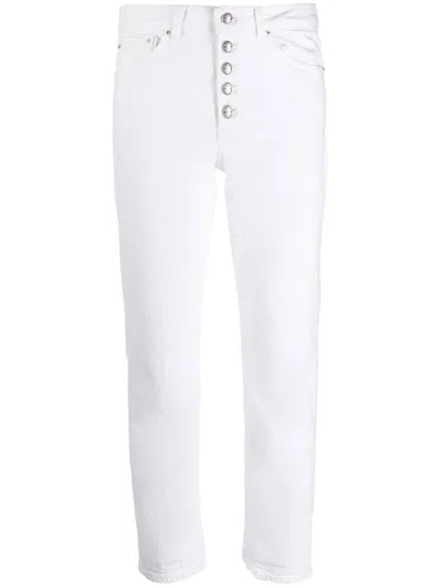 Dondup Koons Cropped Denim Jeans In White