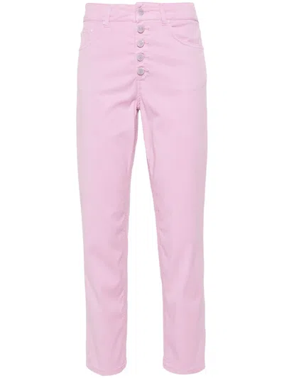 Dondup Koons Cropped Straight-leg Trousers In 粉色