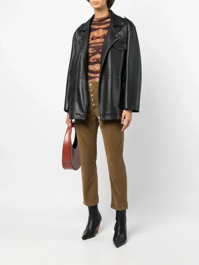 Dondup Cropped Button-down Trousers In Brown