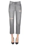 Dondup Koons Stud-embellished Jeans In Grey