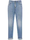 Dondup Straight Cotton Jeans Rolled Cuffs In 蓝色