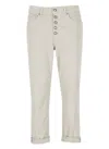 Dondup Cropped Cotton-blend Denim Jeans With Button Detailing In Beige