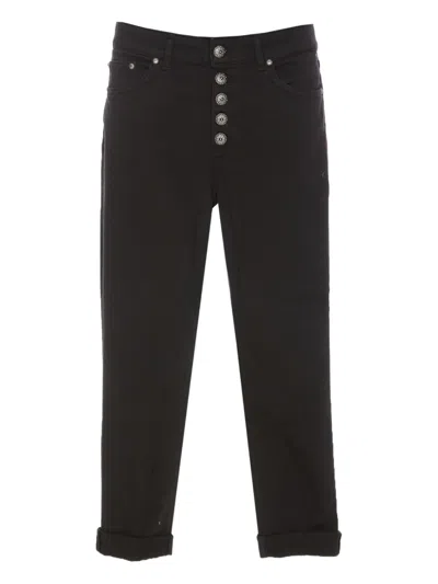 Dondup Trousers Loose Fit Rolled Cuffs In Black