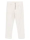 Dondup Cropped Cotton-blend Denim Jeans With Button Detailing In Neutrals