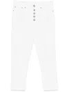 Dondup Cropped Cotton-blend Denim Jeans With Button Detailing In White