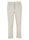 Dondup Cropped Cotton-blend Denim Jeans With Button Detailing In White