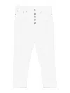 Dondup Cropped Cotton-blend Denim Jeans With Button Detailing In White