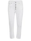 Dondup Cropped Cotton-blend Denim Jeans With Button Detailing In White