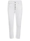 Dondup Cropped Cotton-blend Denim Jeans With Button Detailing In White