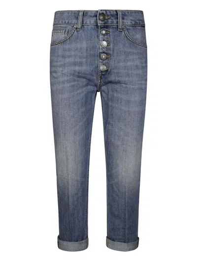 Dondup High-waisted Denim Trousers With Vintage Wash In Blue
