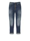 Dondup High-waisted Denim Trousers With Vintage Wash In Blue