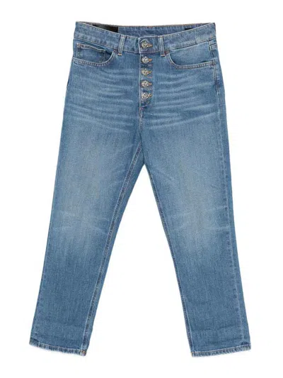 Dondup Koons Jeans In Blu Denim With Buttons In Blue