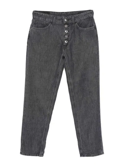 Dondup Koons Jeans In Grey With Buttons In Gray