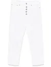 Dondup Cropped Cotton-blend Denim Jeans With Button Detailing In White