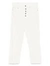 Dondup Cropped Cotton-blend Denim Jeans With Button Detailing In White