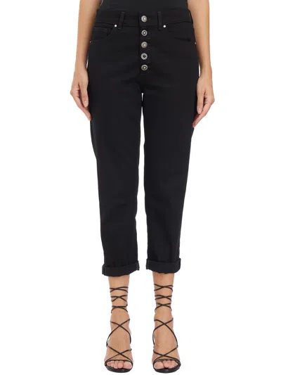 Dondup Koons Loose-fitting Velvet Trousers In Black