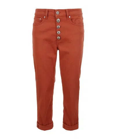 Dondup Koons Logo-patch Cropped Jeans In Brown