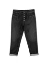 Dondup Koons Button-fly Turned-up Jeans In Black