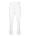 Dondup Cropped Cotton-blend Denim Jeans With Button Detailing In White