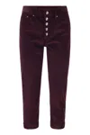 Dondup Koons Loose-fitting Velvet Trousers In Burgundy