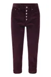 Dondup Koons Loose-fitting Velvet Trousers In Red