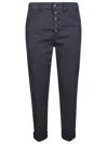 Dondup Lyocel Trousers With Back Pockets And Belt Loops In Blue