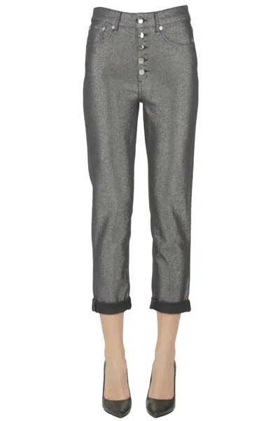 Dondup Koons Metallic Effect Jeans In Gray