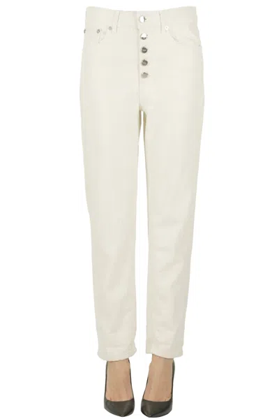 Dondup Koons Metallic Effect Jeans In Neutral