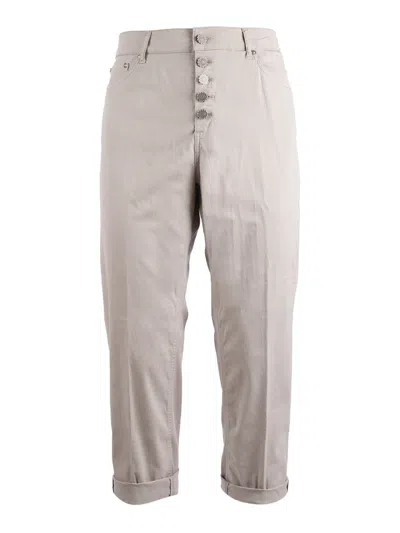 Dondup Koons Pants With Jewel Button In Gray
