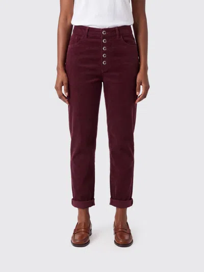 Dondup Koons Straight Cropped Velvet Jeans In Brown With Mid-rise In Burgundy