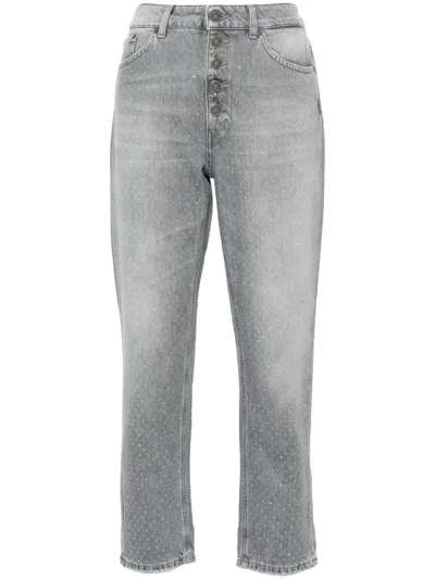 Dondup Koons Stud-embellished Jeans In Grey