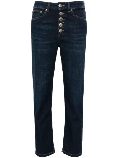Dondup Koons Tapered Cropped Jeans In Blue