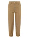 Dondup Hazelnut Denim Trousers With Jewel Button Closure In Braun