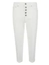 Dondup Cropped Cotton-blend Denim Jeans With Button Detailing In White