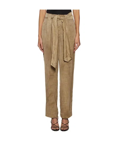 Dondup Lace Up Straight Casual Pants In Brown