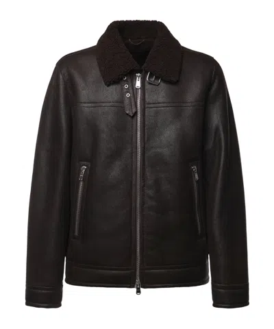 Dondup Lapel-collar Zip-up Leather Jacket In Black