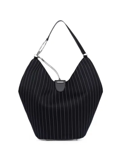 Dondup Large Pinstripe-pattern Shoulder Bag In Black