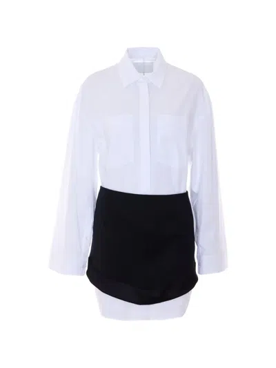Dondup Layered Shirt Dress In White