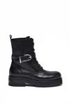Dondup Leather Ankle Boot - Black In Black