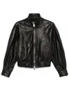 Dondup Black Slim Nappa Leather Bomber Jacket In Black